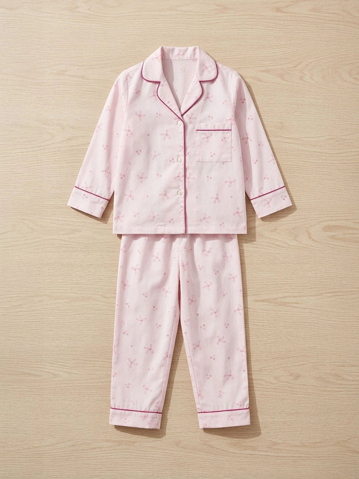 Baby Pink rayon cotton night suit for girls