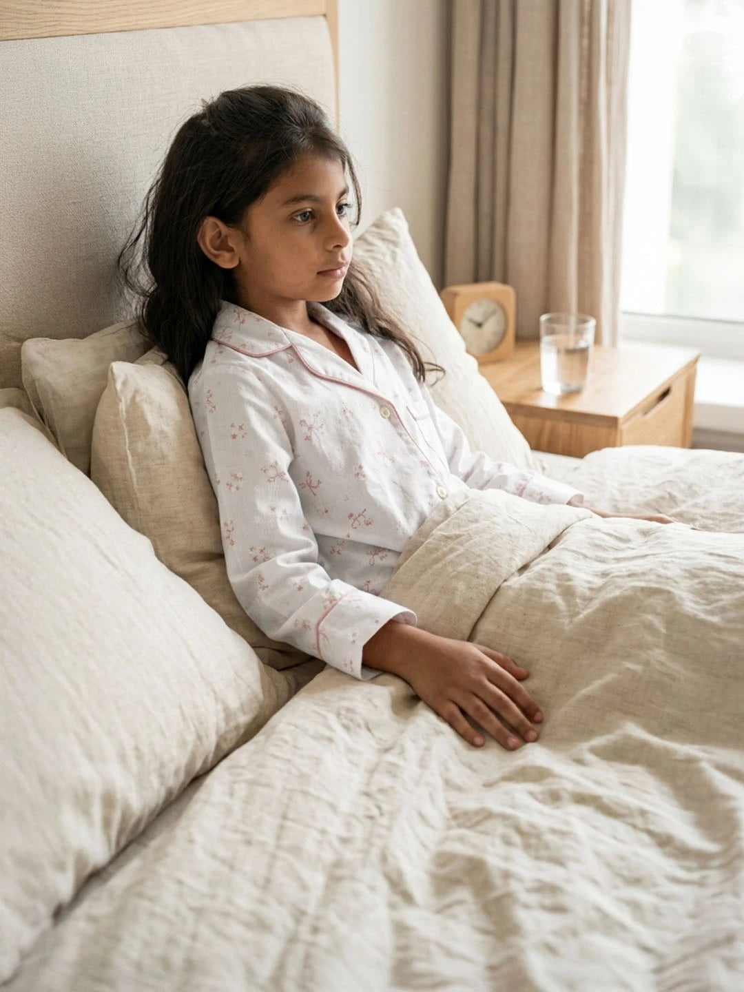 Baby Pink rayon cotton night suit for girls