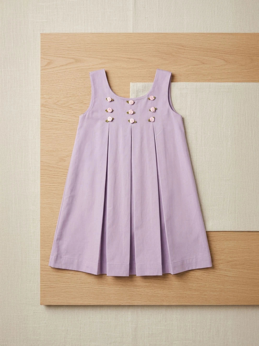Banana crape mauve color frock with embroidery for girls