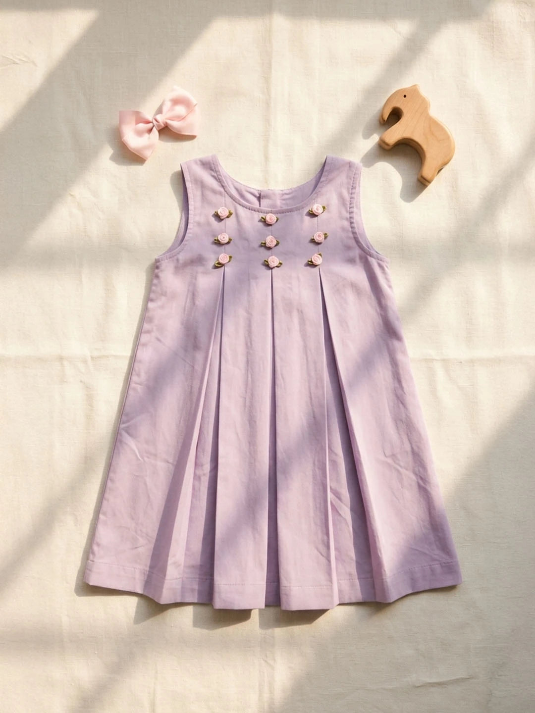 Banana crape mauve color frock with embroidery for girls