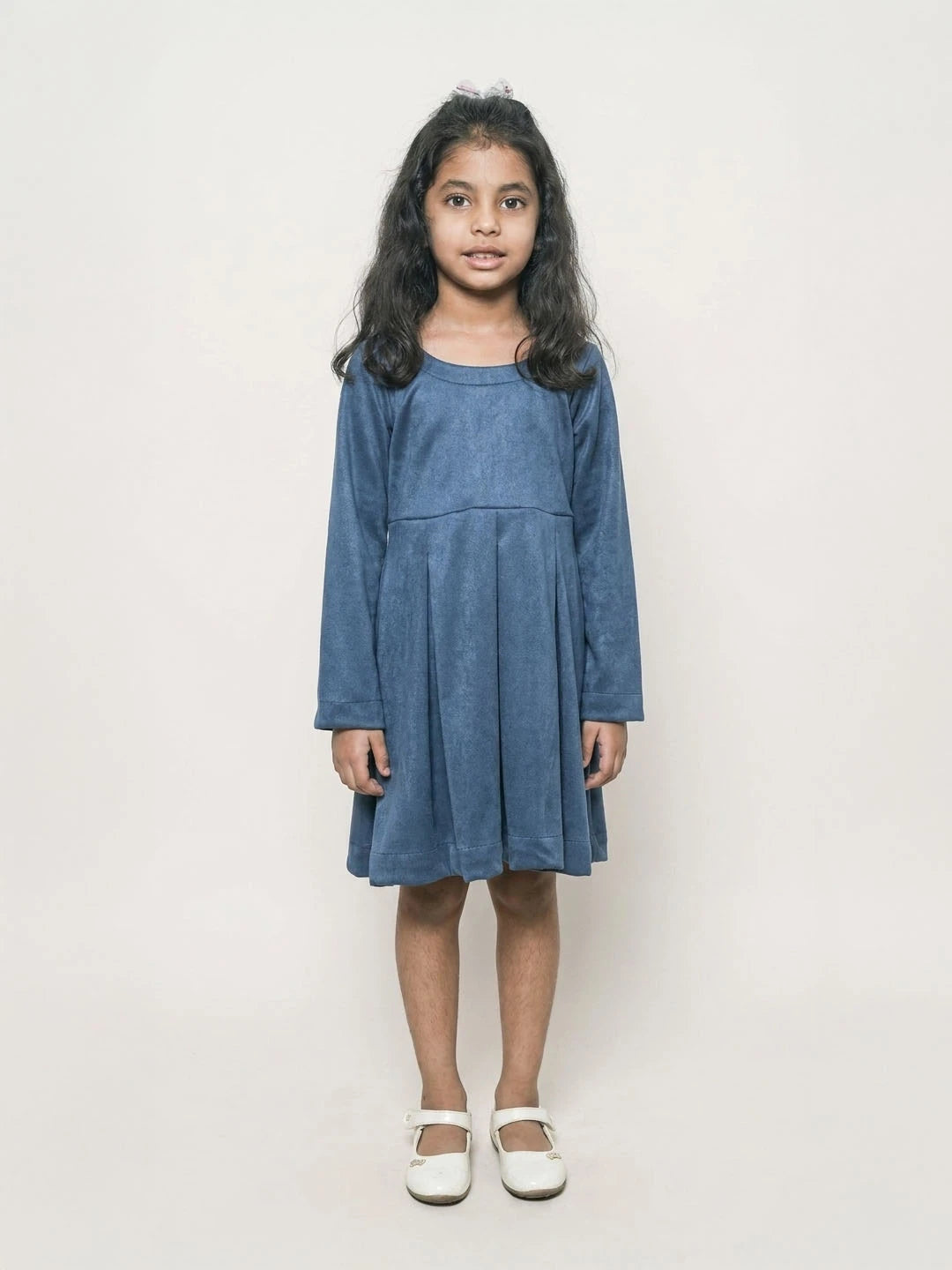 Blue velvet frock for girls