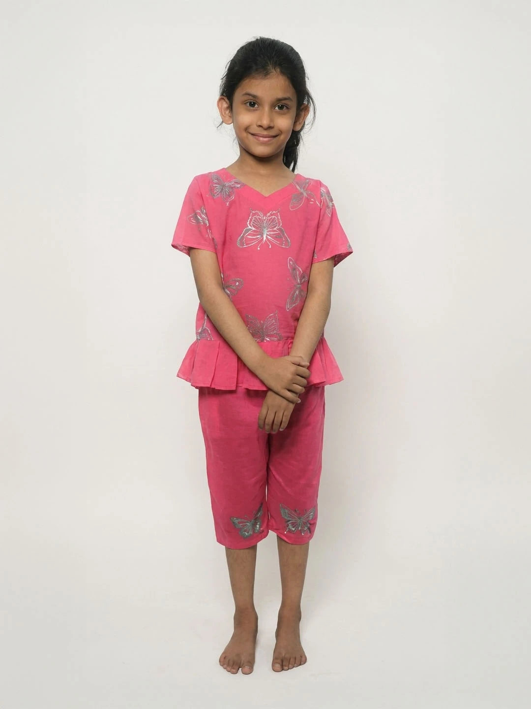 Cotton embroidered coord set for girls