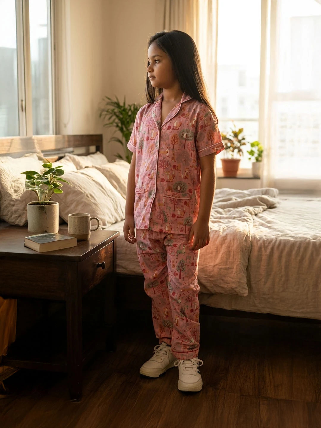 Cotton night suit for girls