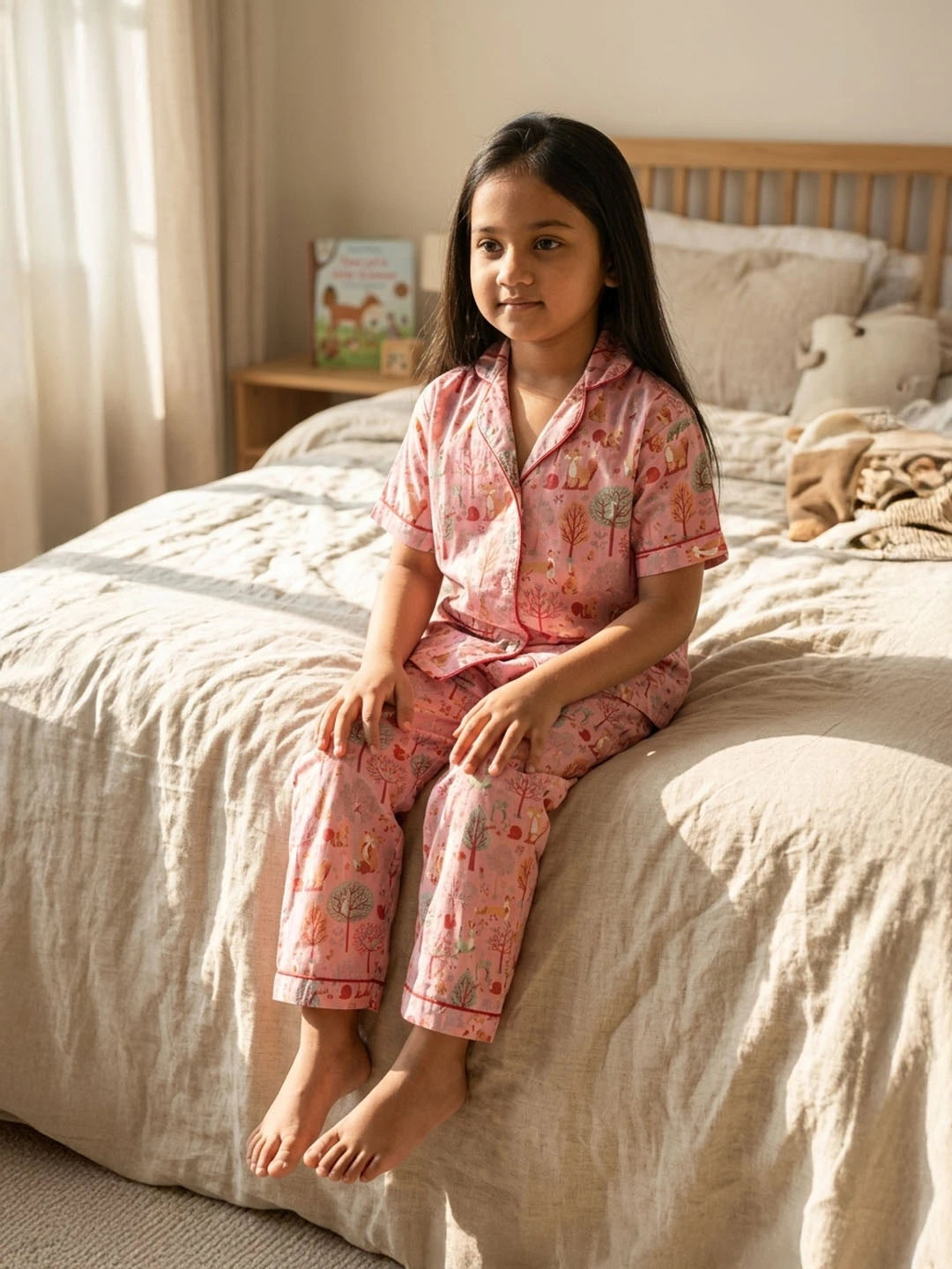 Cotton night suit for girls
