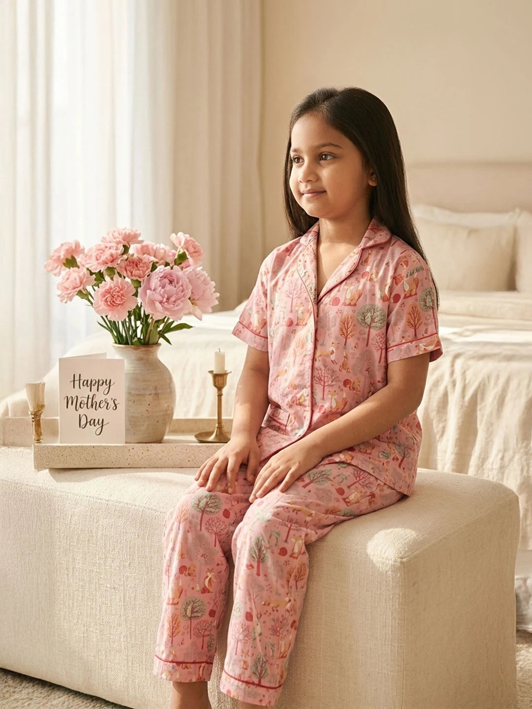 Cotton night suit for girls