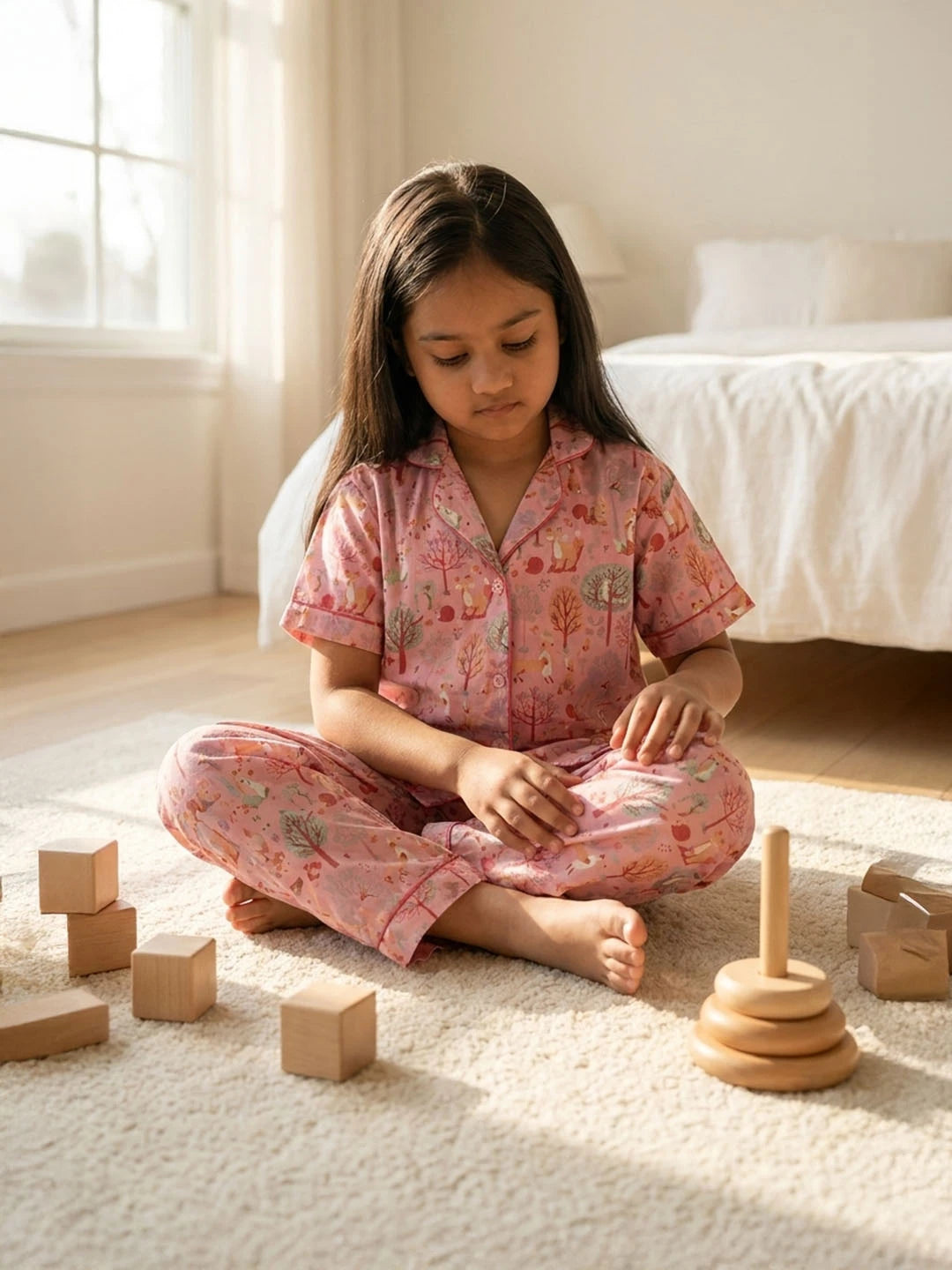 Cotton night suit for girls