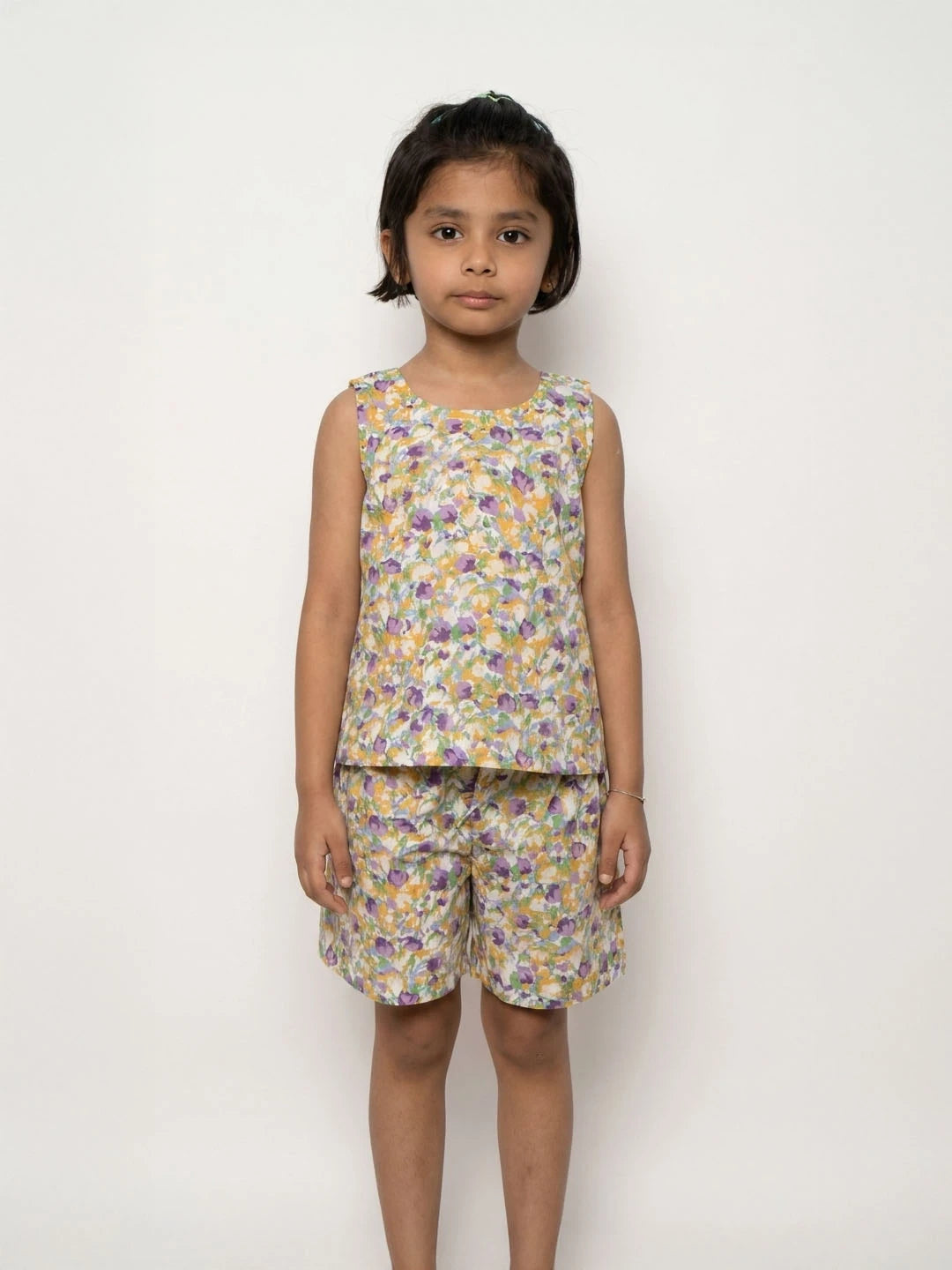 Cotton sleeveless top and shorts for girls
