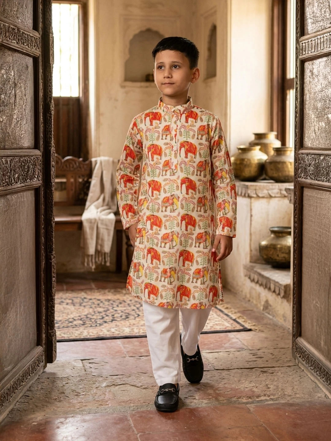 Elephant print cotton Kurta Pajama