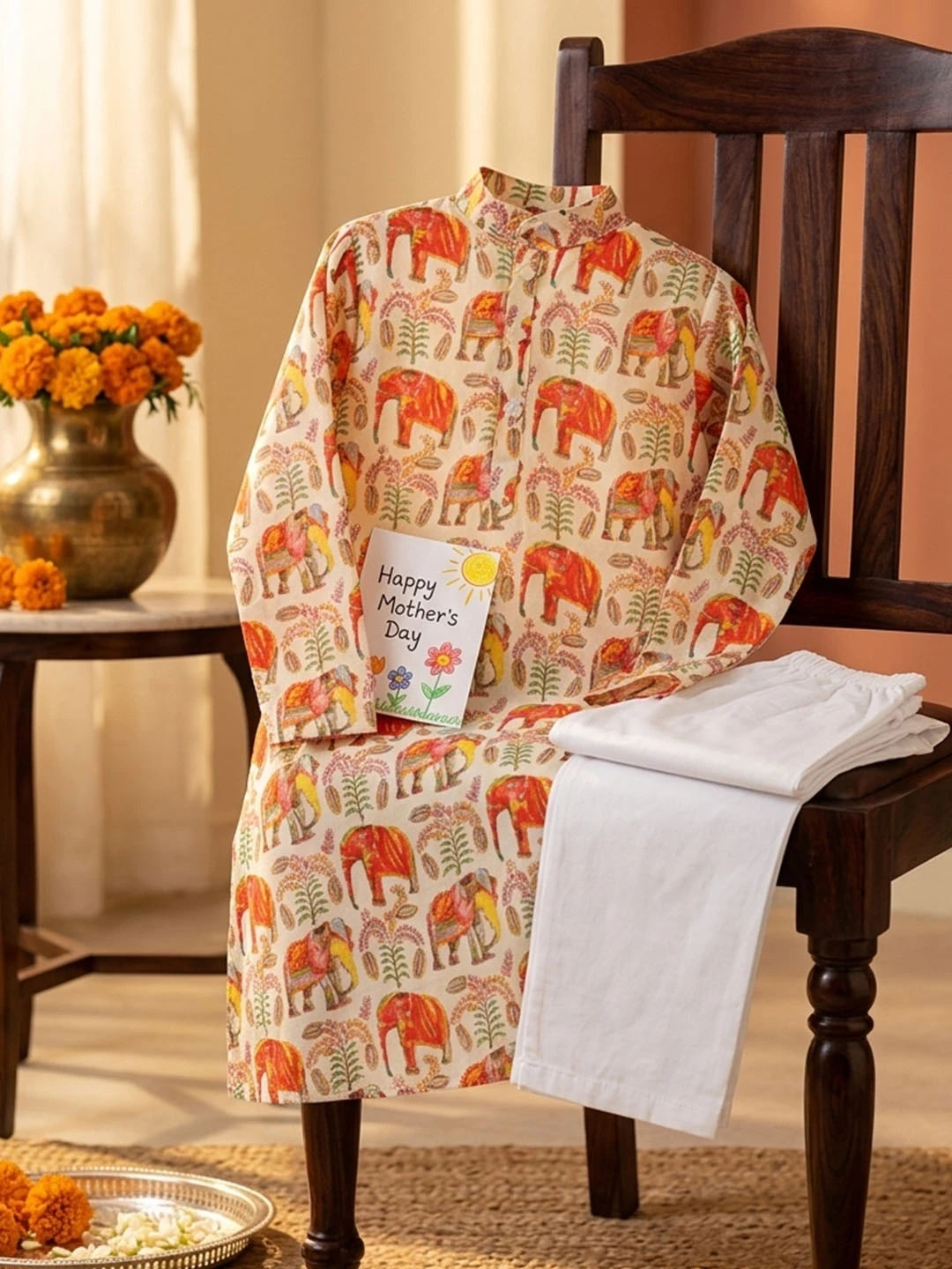 Elephant print cotton Kurta Pajama