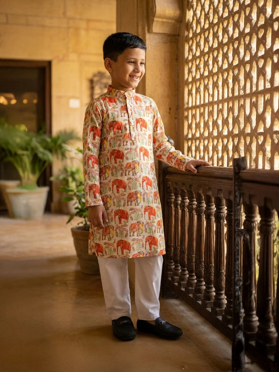 Elephant print cotton Kurta Pajama