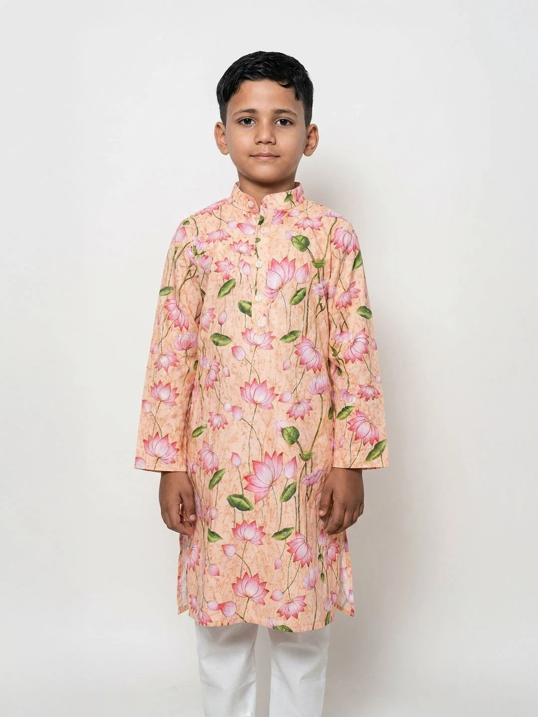 Pink floral Cotton Kurta Pajama