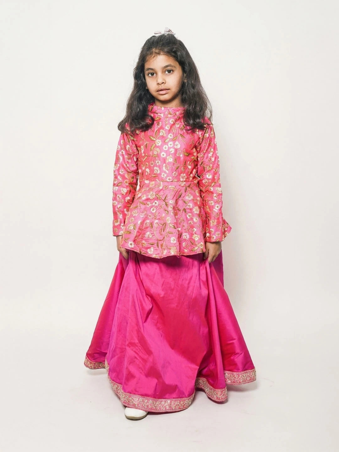Pink lehenga with embroidered top