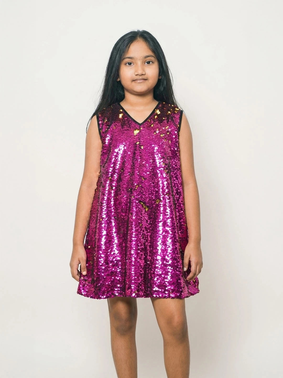 Pink sequins party wear frock for girls