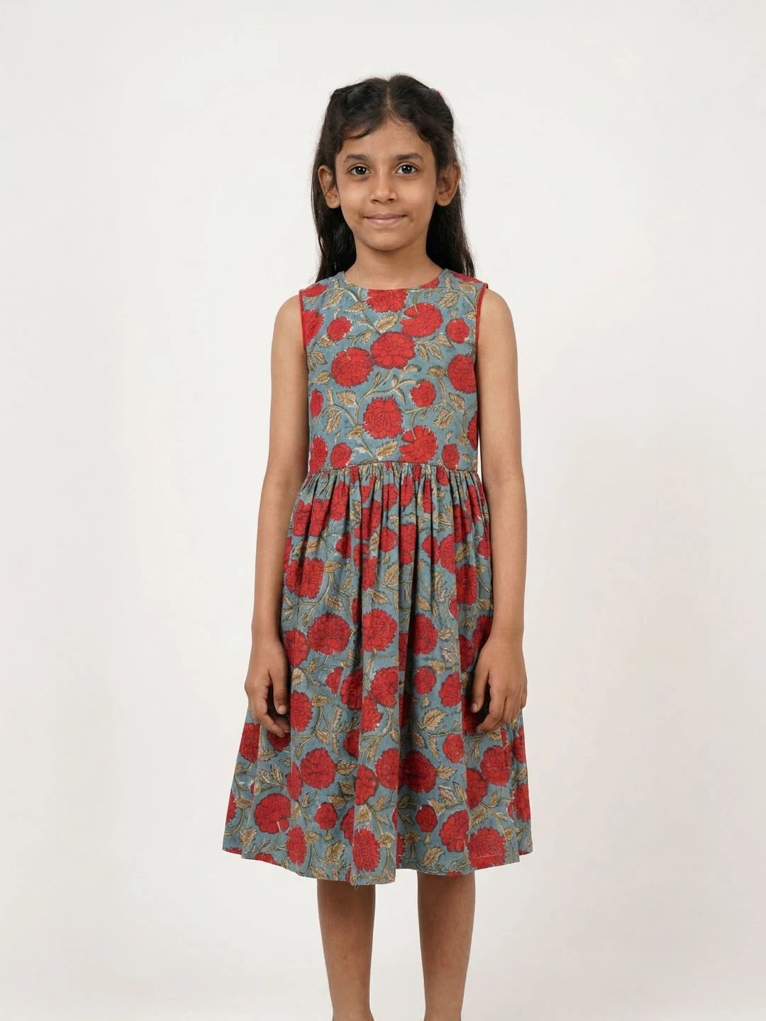 Pure cotton hand block frock for girls