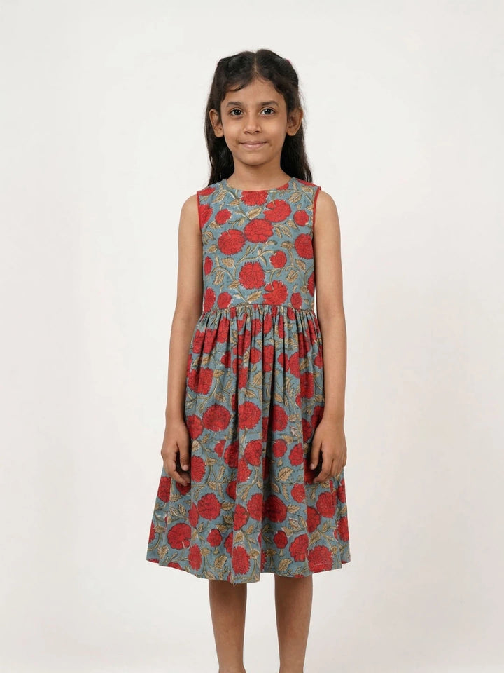 Pure cotton hand block frock for girls