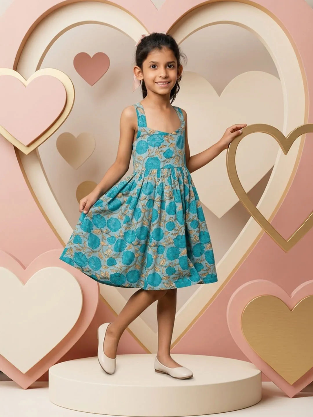 Pure cotton hand block frock summer frock for girls