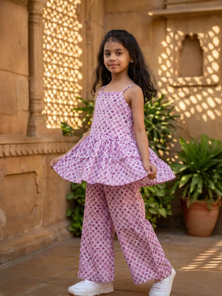 Pure cotton mauve colour coord set for girls