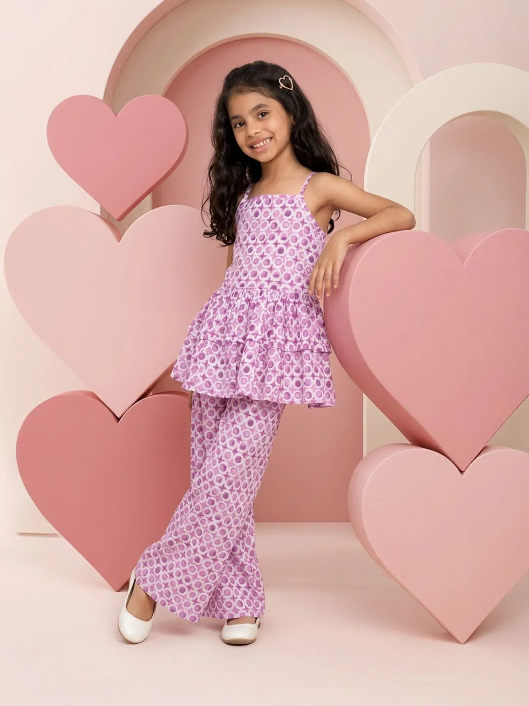 Pure cotton mauve colour coord set for girls