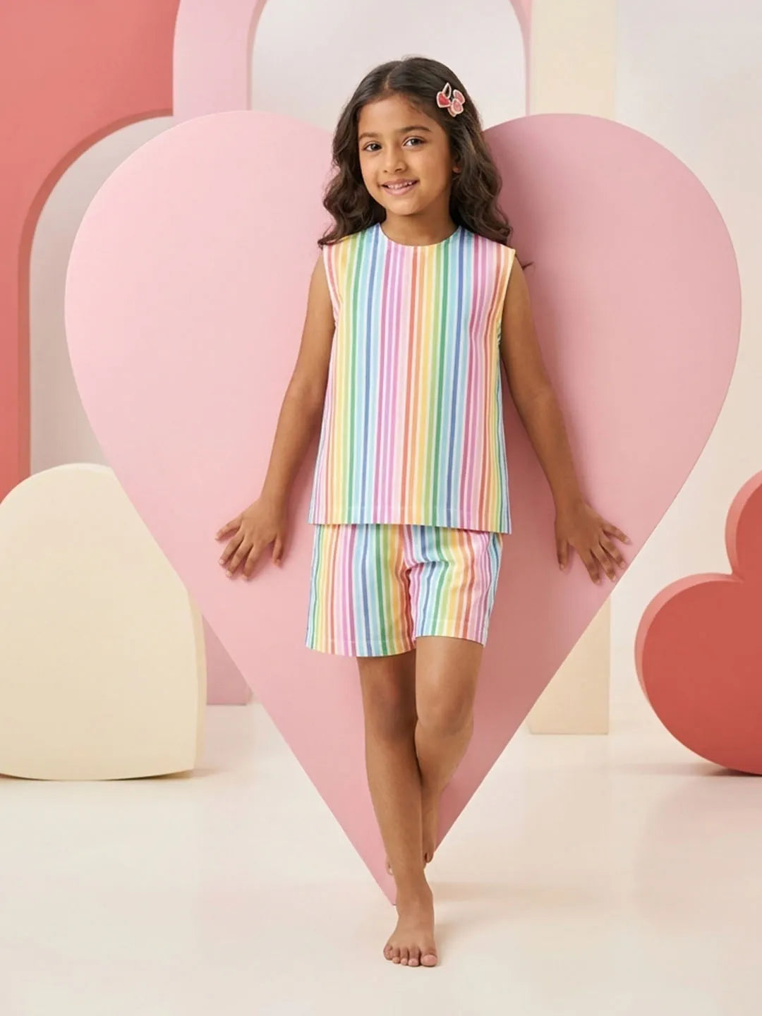 Pure cotton multicolour strips coord sets for kids