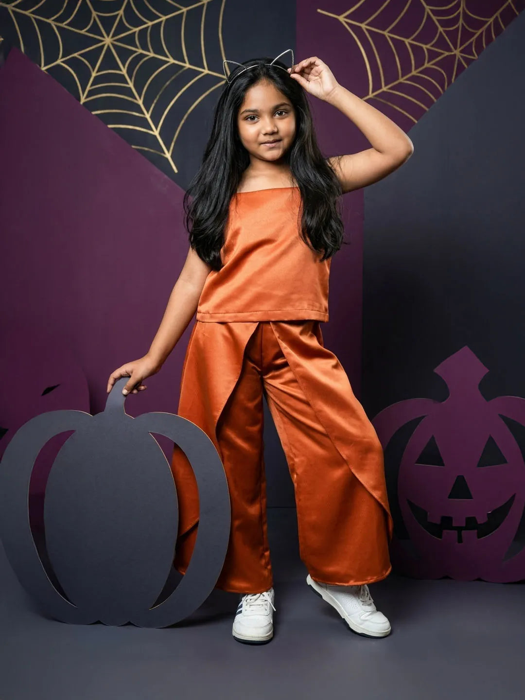 Rust Satin coord set for kids