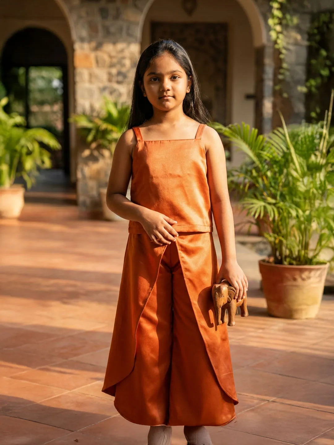 Rust Satin coord set for kids