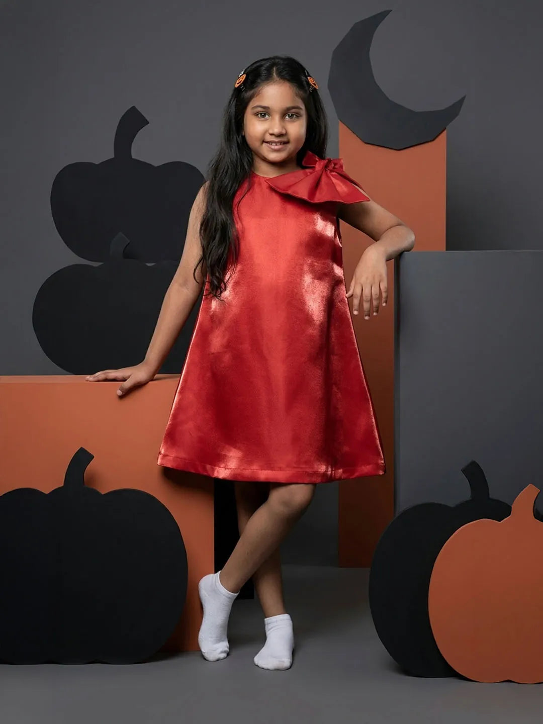 Shimmer satin frock for girls