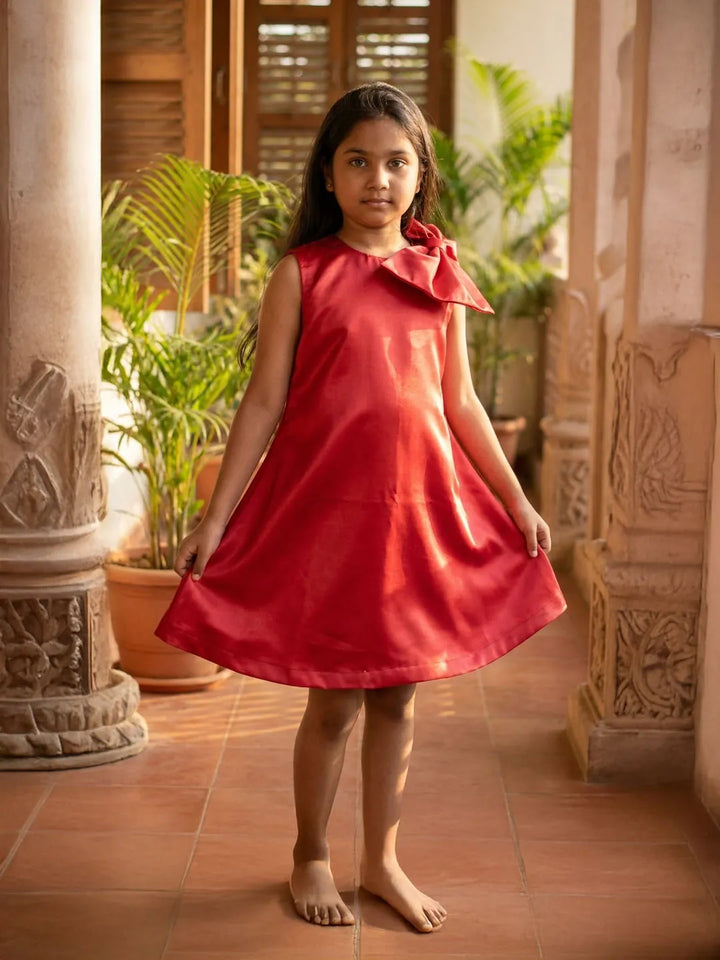 Shimmer satin frock for girls