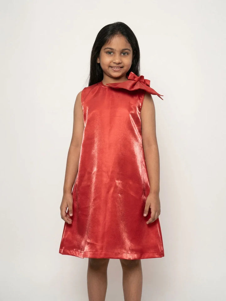 Shimmer satin frock for girls