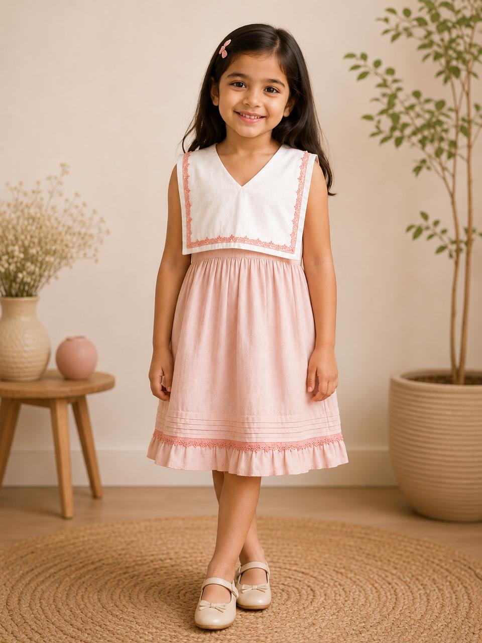 Peach linen cotton frock