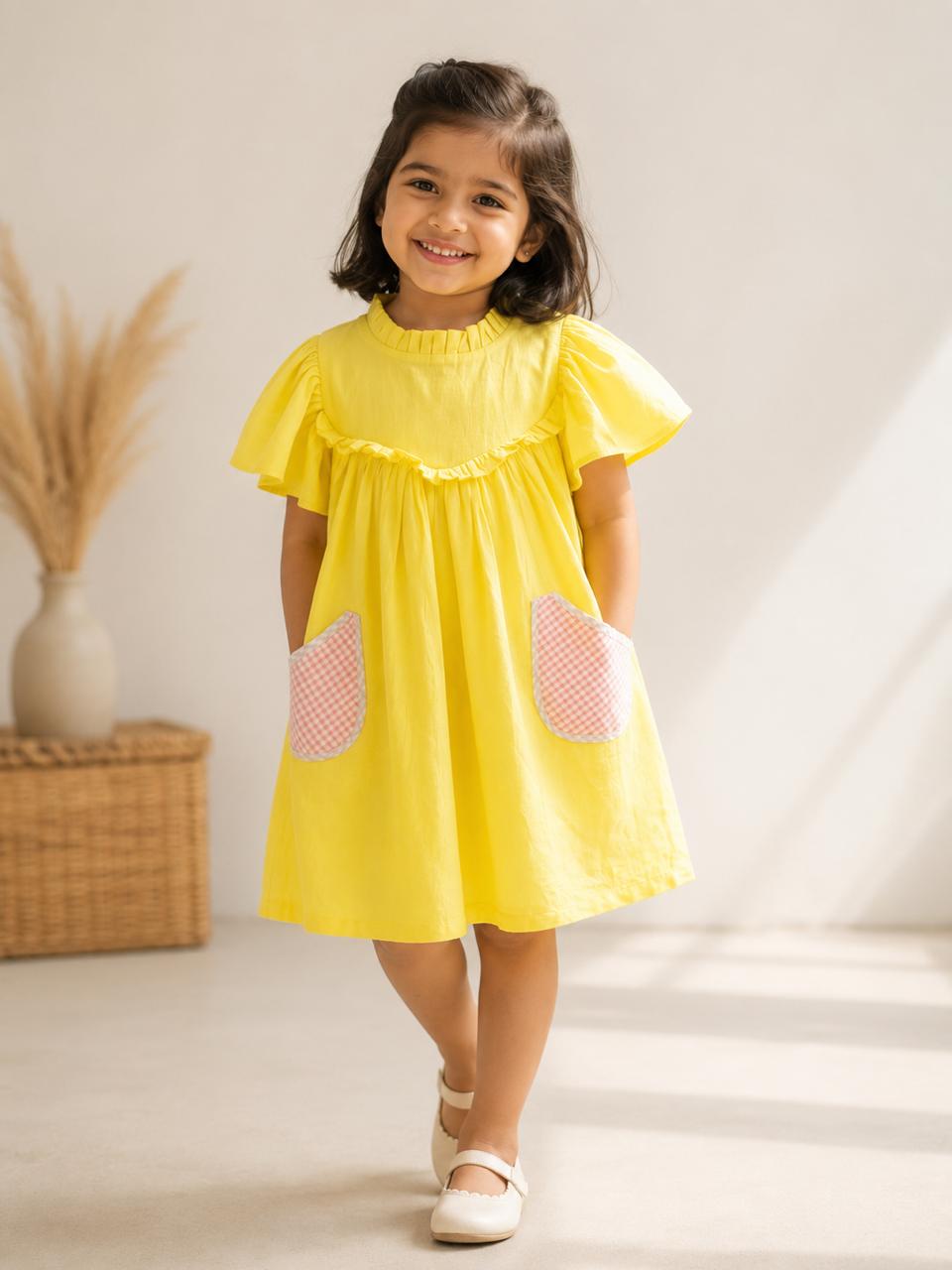 Yellow linen cotton frock