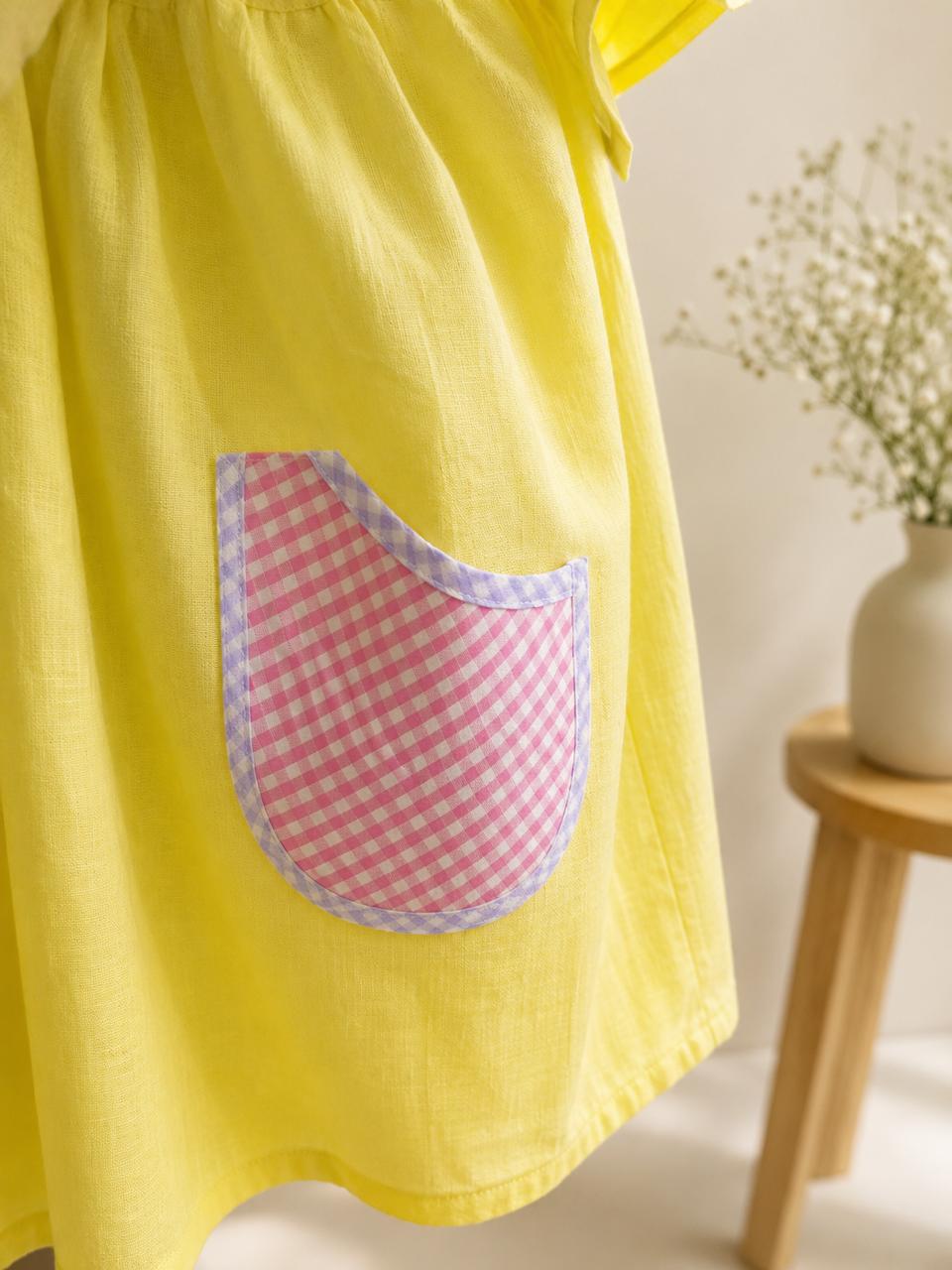 Yellow linen cotton frock