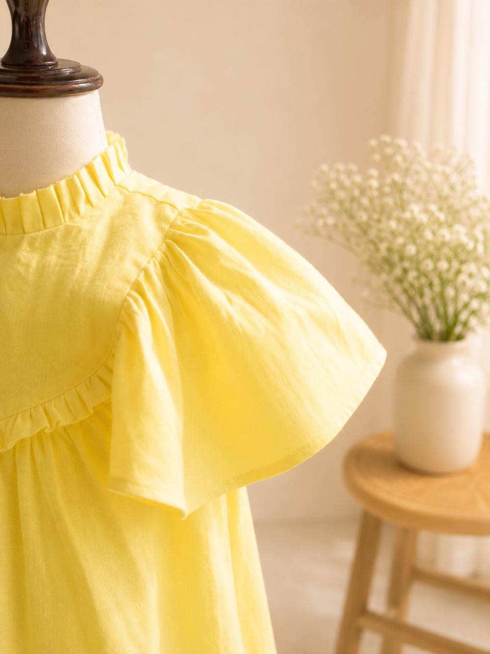 Yellow linen cotton frock