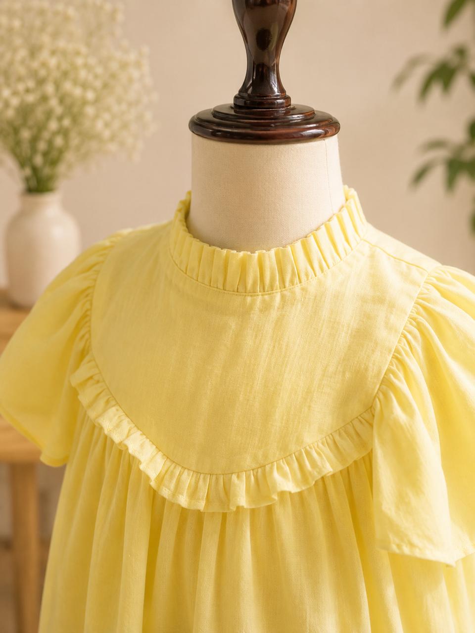 Yellow linen cotton frock