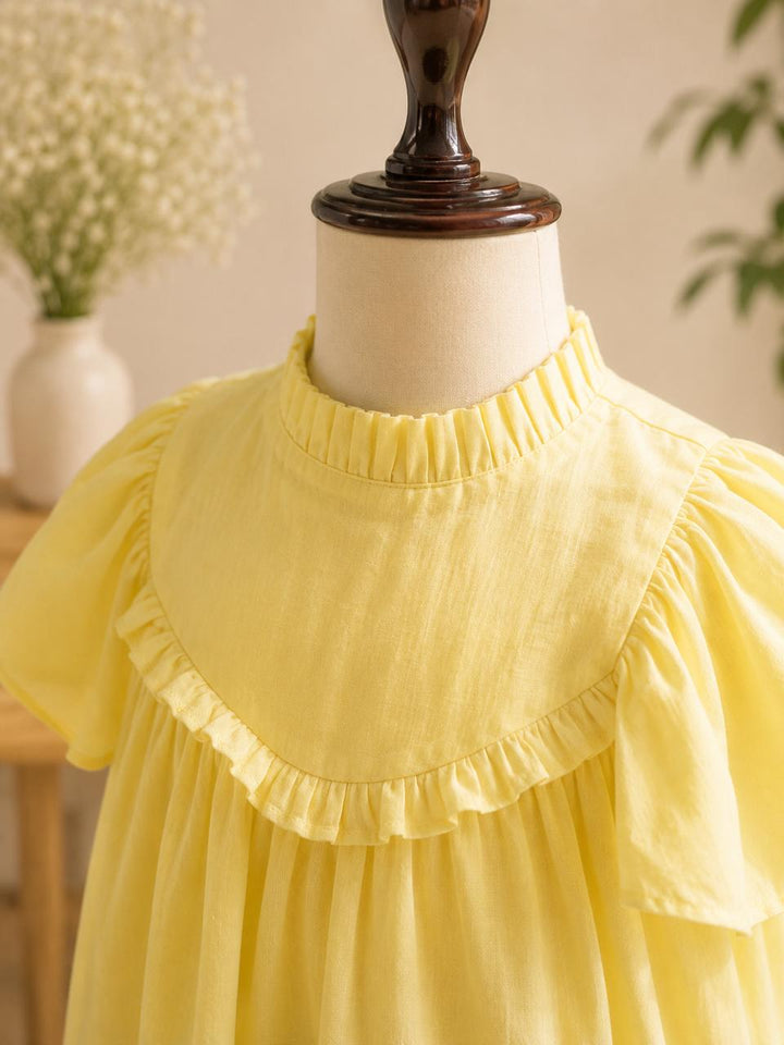 Yellow linen cotton frock