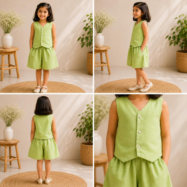 Linen cotton divided skirt top