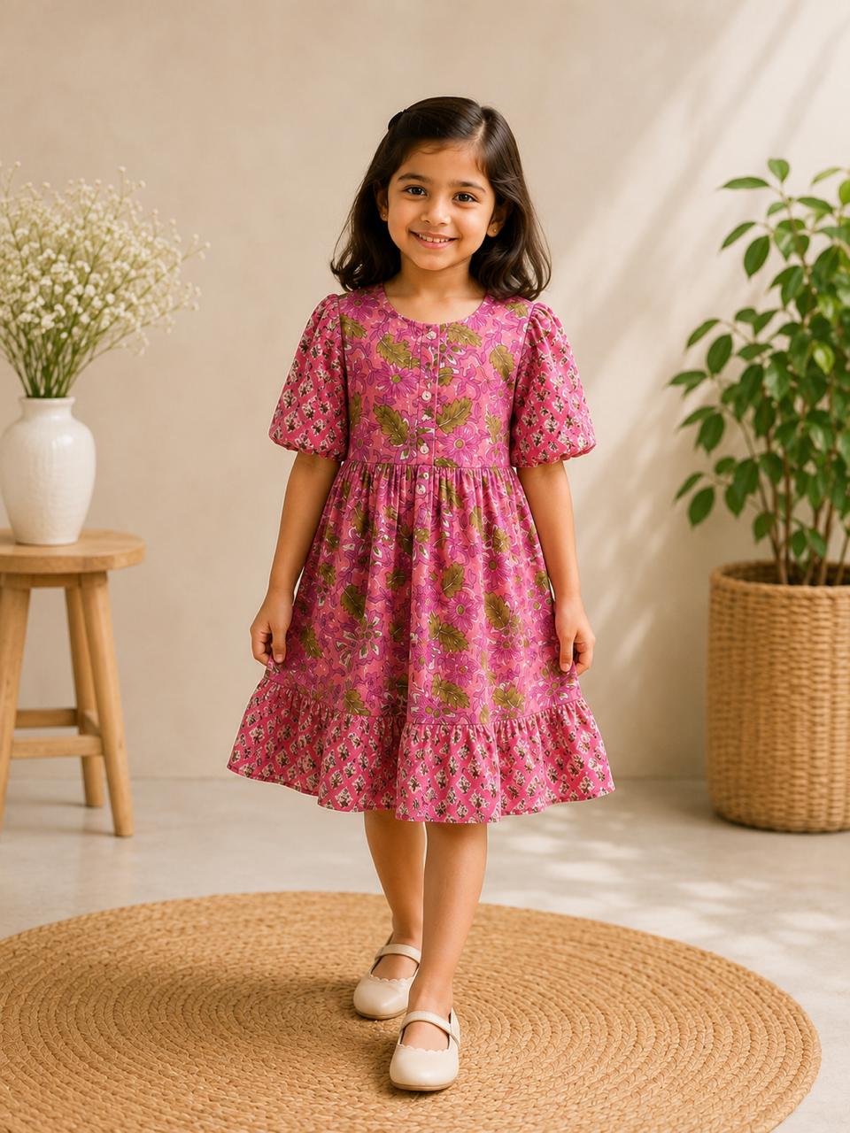Pure cotton hand block frock
