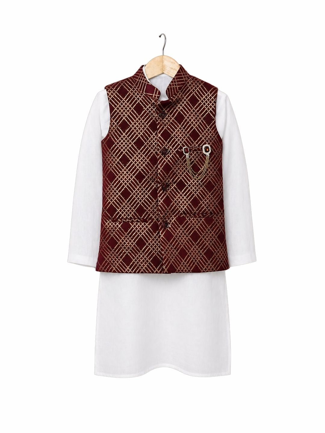 White cotton kurta pajama with Jawahar jacket