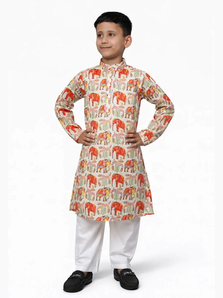 Elephant print cotton Kurta Pajama