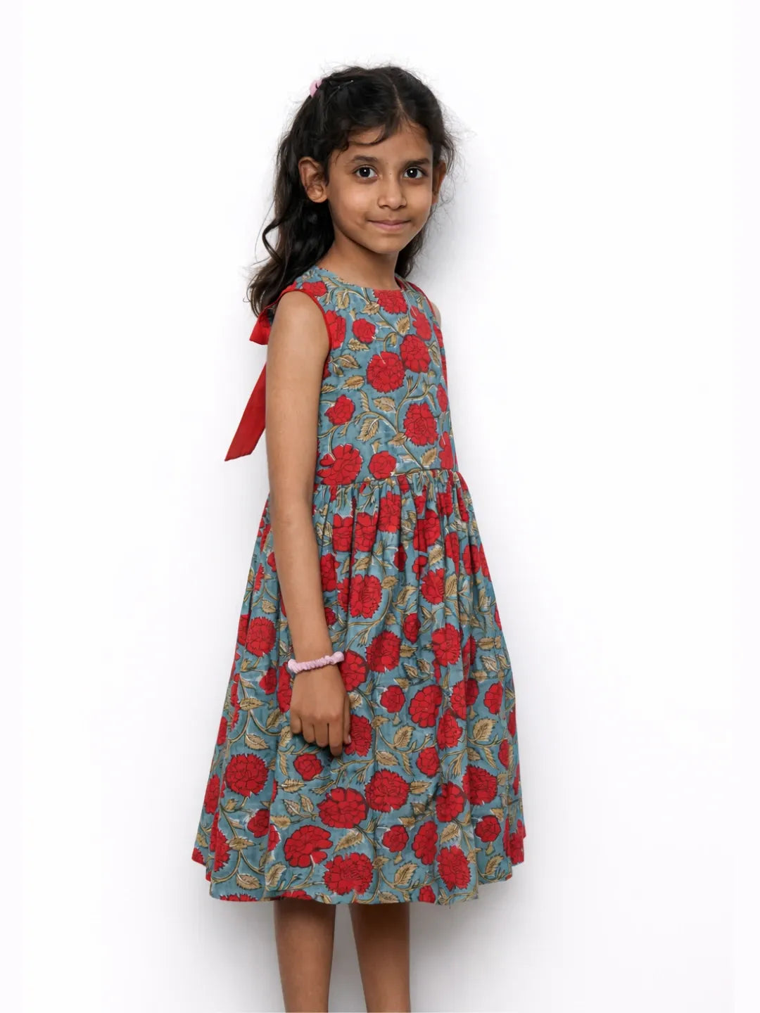 Pure cotton hand block frock for girls