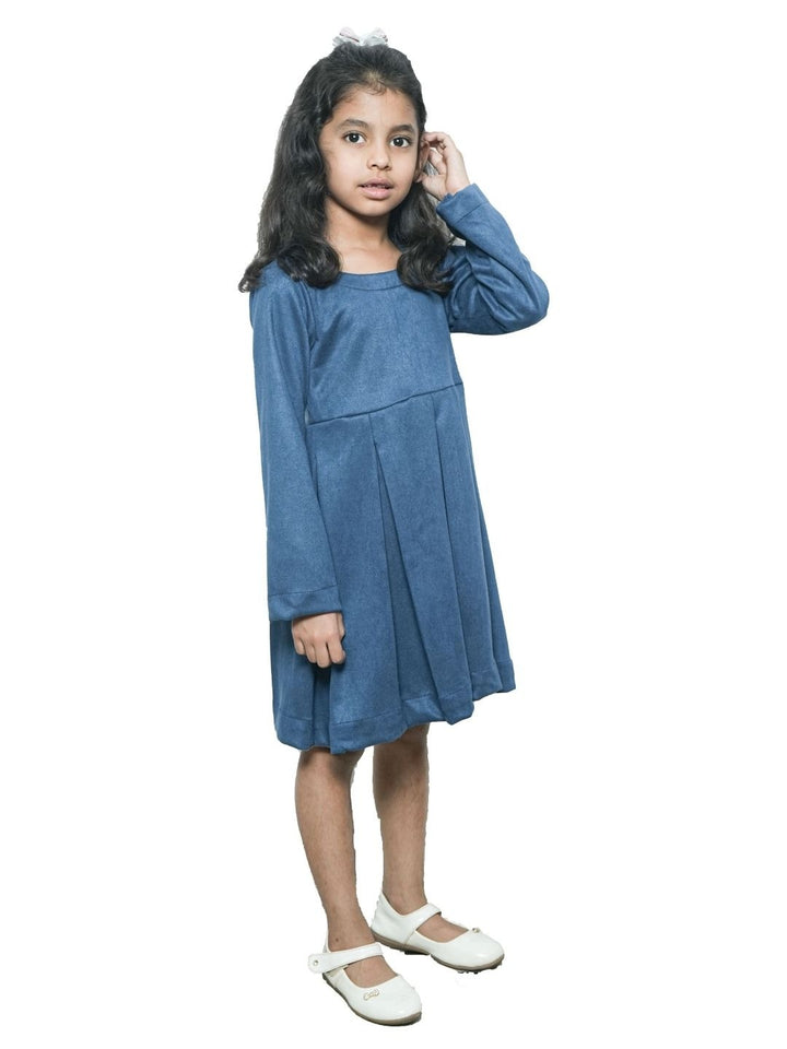 Blue velvet frock for girls
