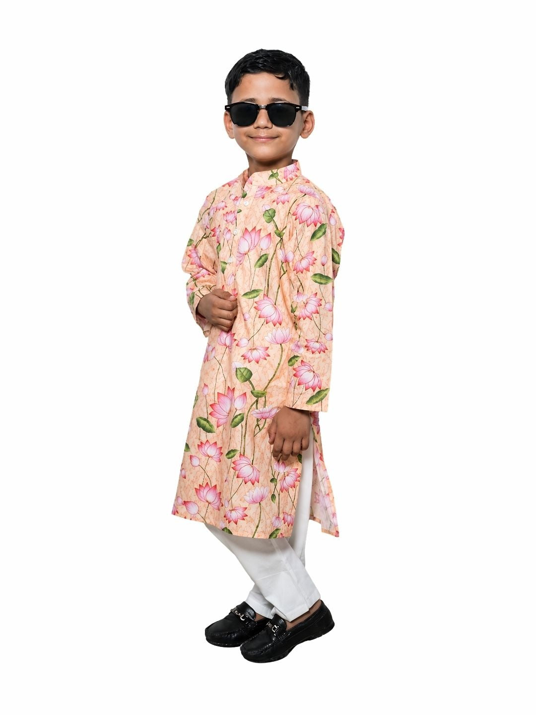 Pink floral Cotton Kurta Pajama