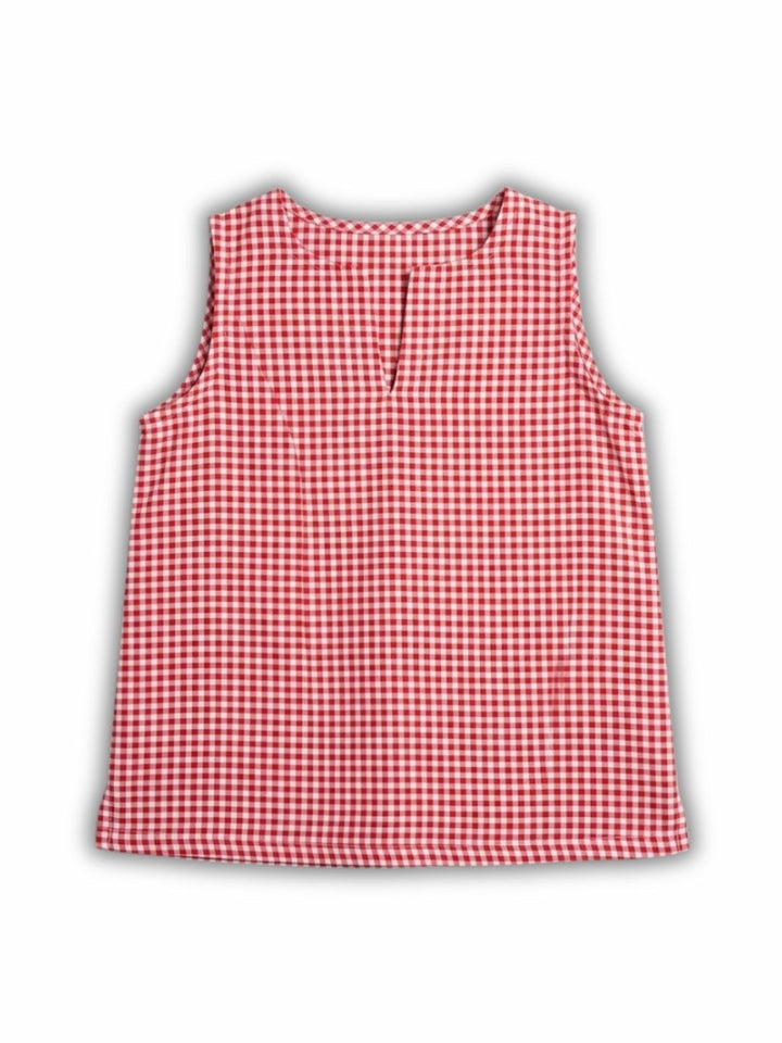 Red and White check coord set for girls