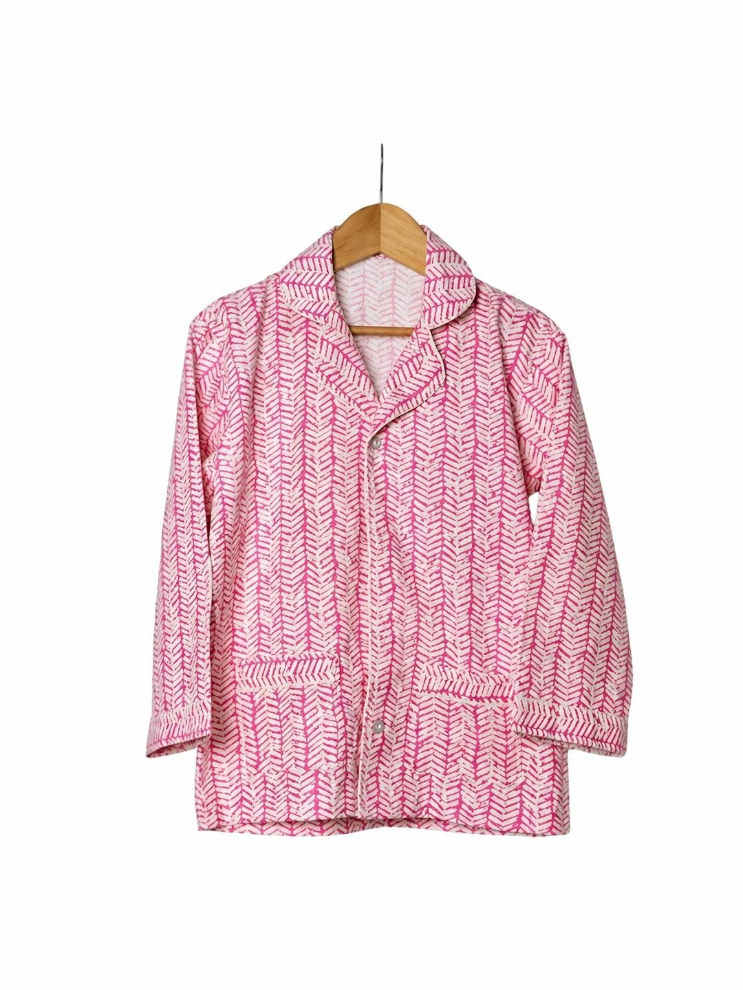 Pure cotton red-and-white night suit girls