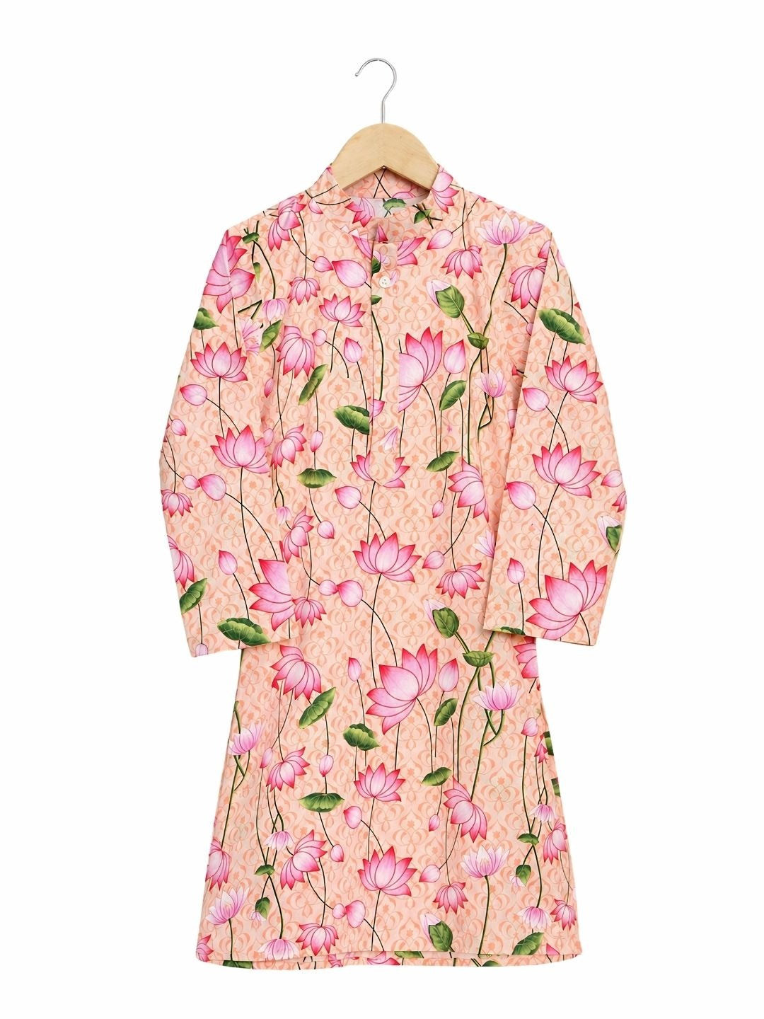 Pink floral Cotton Kurta Pajama