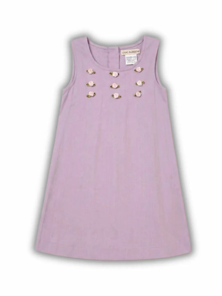Banana crape mauve color frock with embroidery for girls