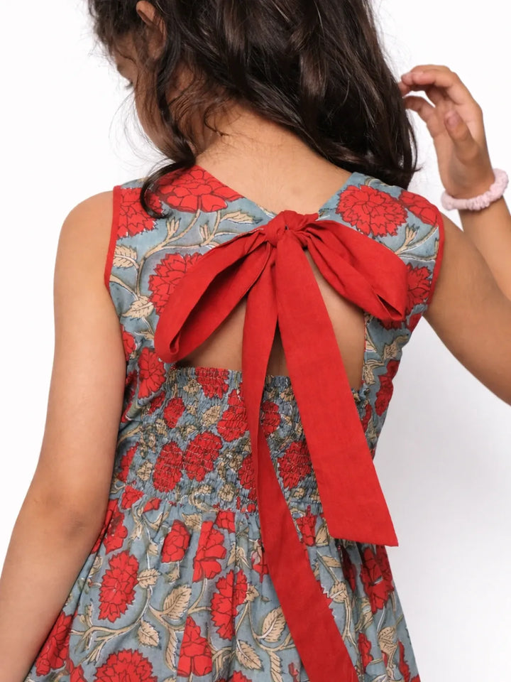 Pure cotton hand block frock for girls