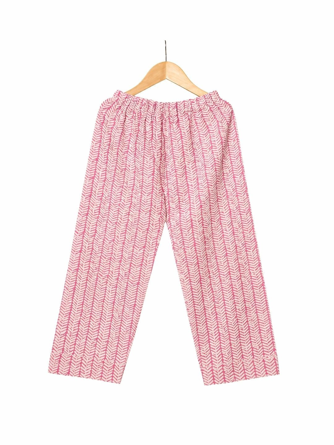 Pure cotton red-and-white night suit girls