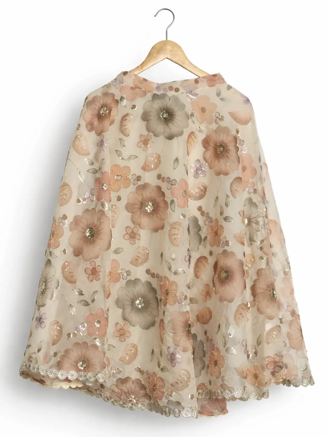 Lehenga with halter neck blouse. Fabric embroidered Jimmy chhoo