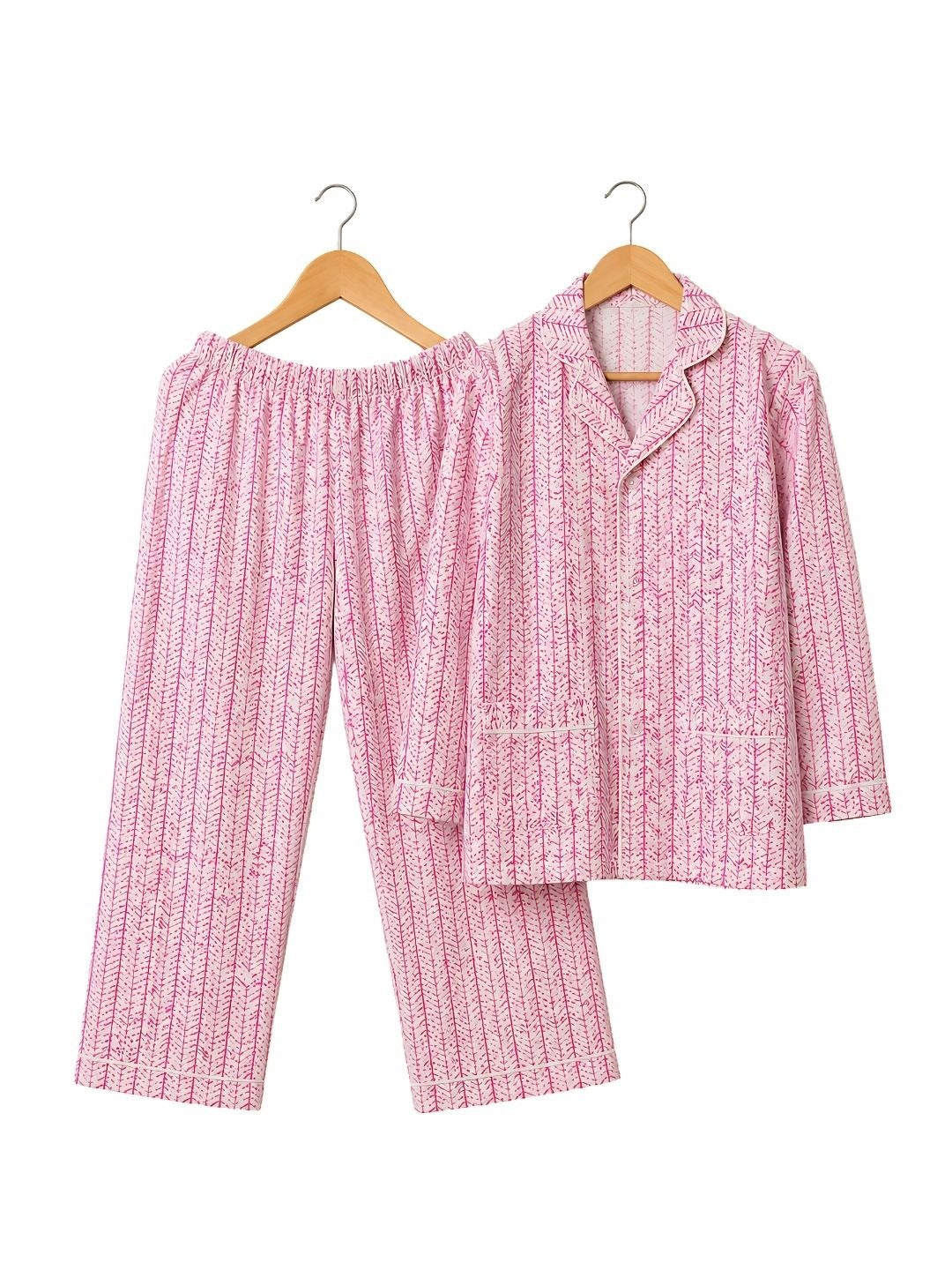 Pure cotton red-and-white night suit girls