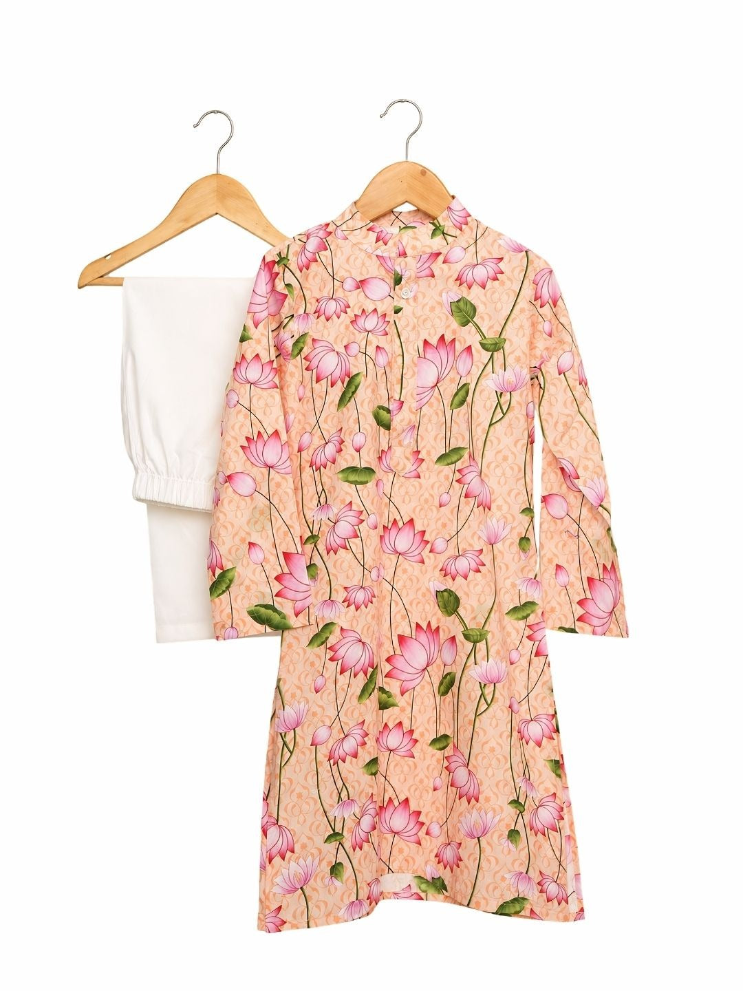 Pink floral Cotton Kurta Pajama